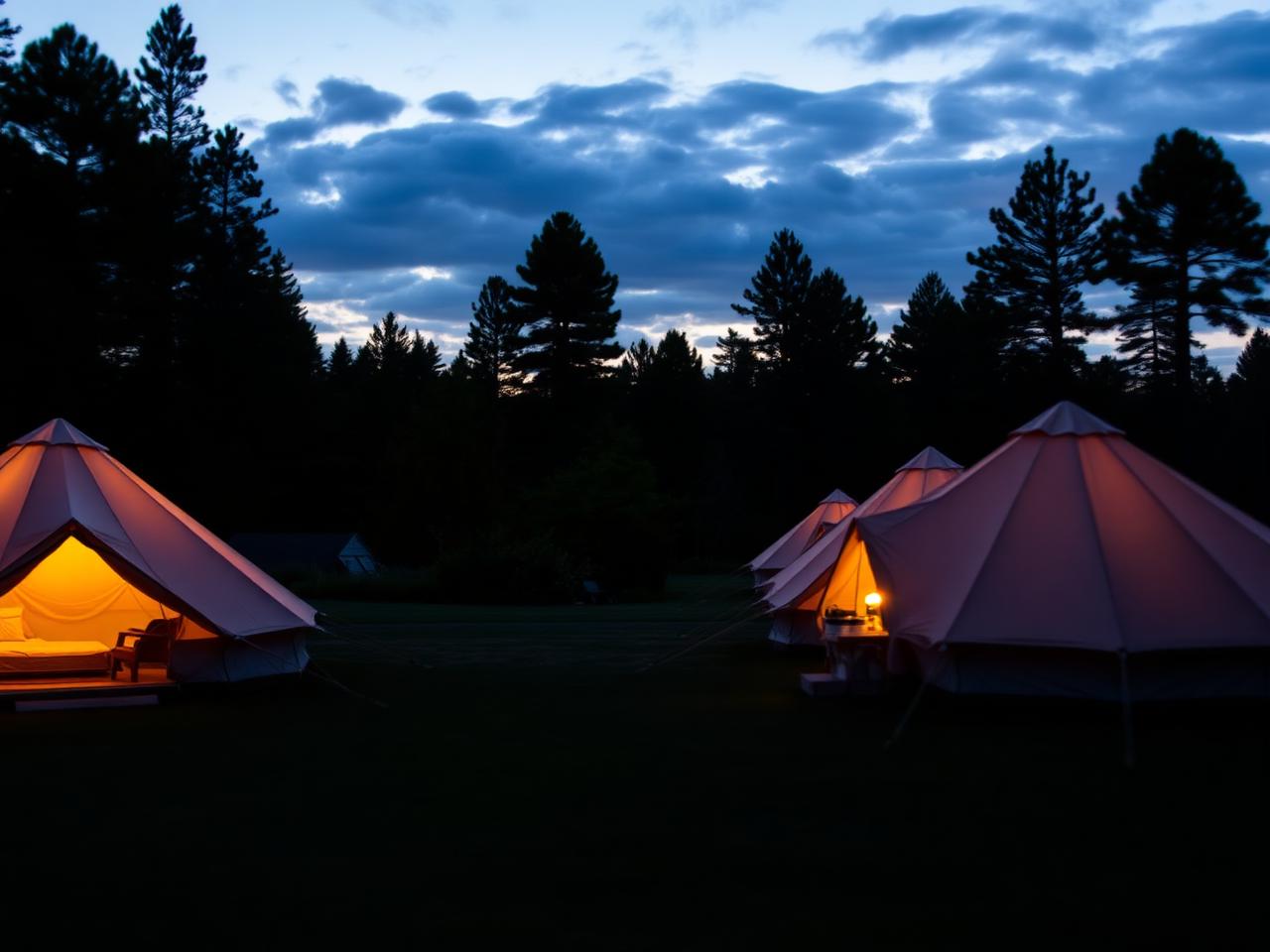 Tents at twilight