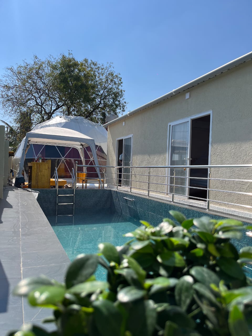 Private pool beside dome stay