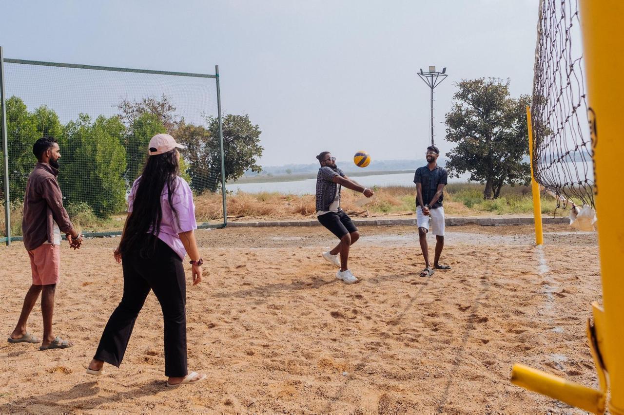 Beach volleyball by the lake